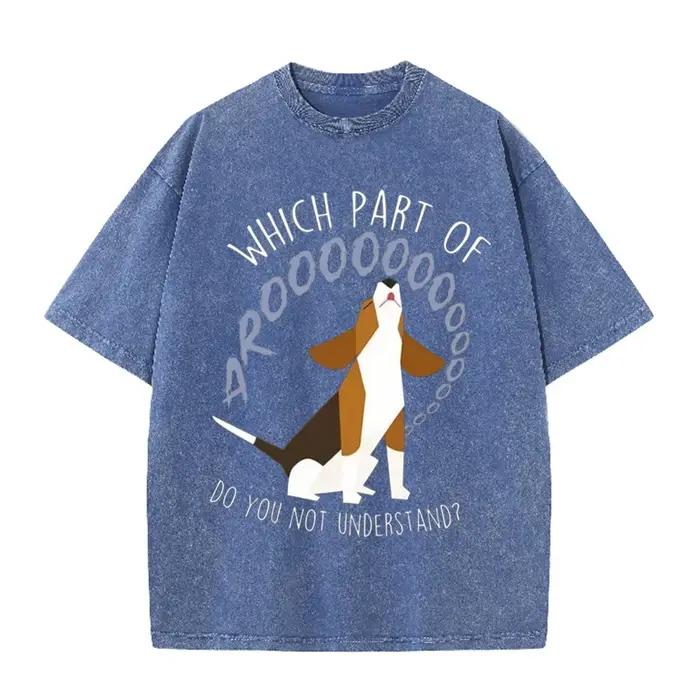 T-shirt graphique chien Basset Hound noir délavé style vintage 2026, avec impression de lettres amusantes sur le thème des animaux de compagnie, coupe oversize décontractée à manches courtes