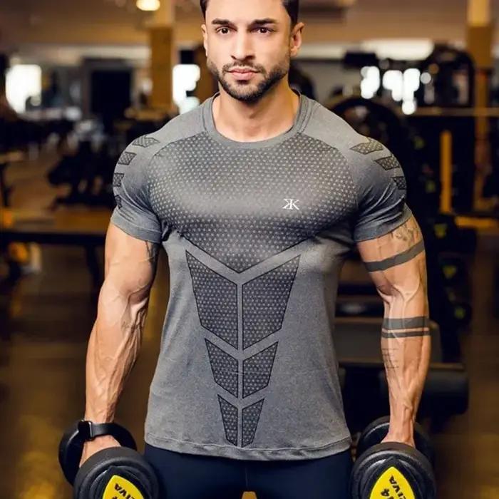 T-shirt de sport pour homme 2026 – Entraînement, séchage rapide, manches courtes, moulant, musculati