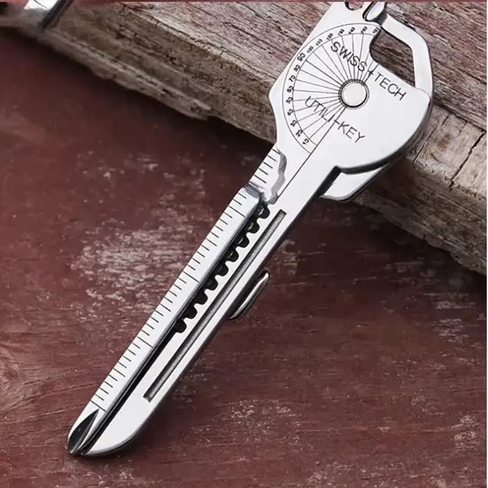 Gadget porte-clés compact multifonctionnel avec tournevis, ouvre-bouteille, outil d'urgence de camping, multi-outil portable