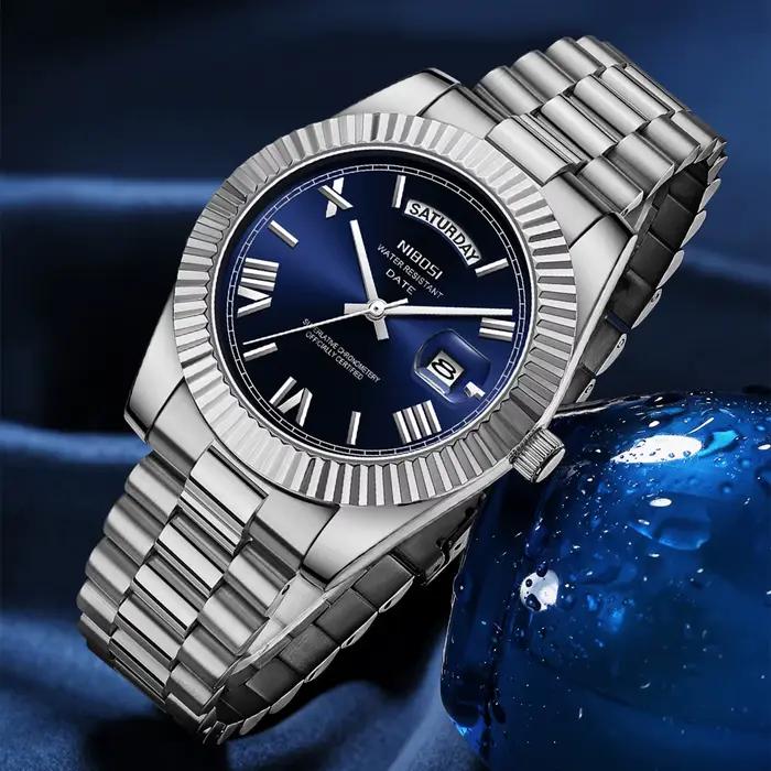 Montre homme luxe marque top quartz étanche acier jour date Miyota reloj hombre horloge masculine