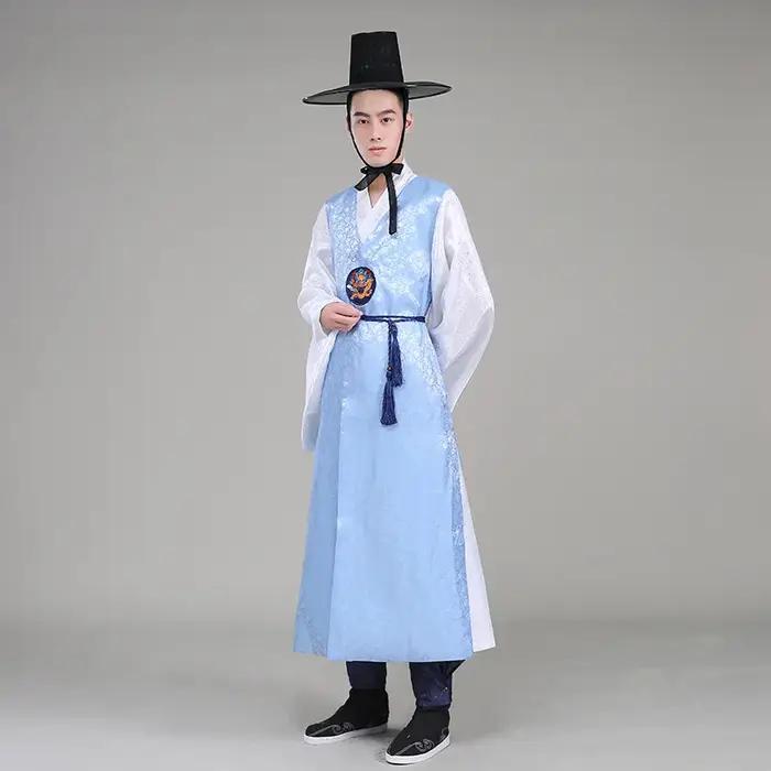 Robe Hanbok traditionnelle coréenne pour hommes robes ethniques de prairie vêtements officiels de cour costume de scène masculin multicolore occasions spéciales