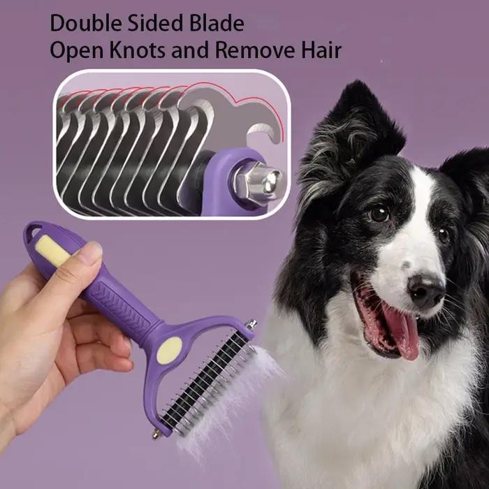 Brosse de toilettage double face pour chiens et chats peigne anti-poils démêlage toilettage animaux de compagnie usage quotidien déplacements compétitions dressage