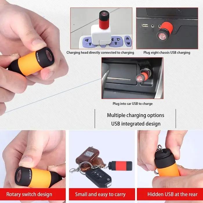 Mini porte-clés torche de poche, Rechargeable par USB, lumière LED, lampe de poche Stonego, étanche,
