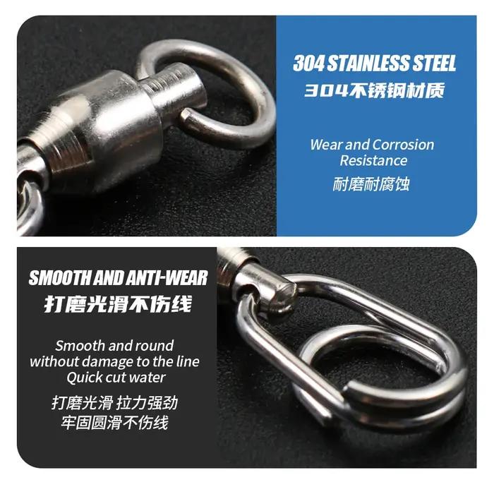 JIGGING PRO - Émerillon à Roulement à Billes en Acier Inoxydable avec Mousqueton Rapide - Accessoire