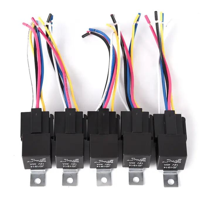 Relais automobile étanche 12v 5 broches 40a, relais de voiture avec Terminal en cuivre noir et rouge, relais automatique avec prise de relais, 1 pièce