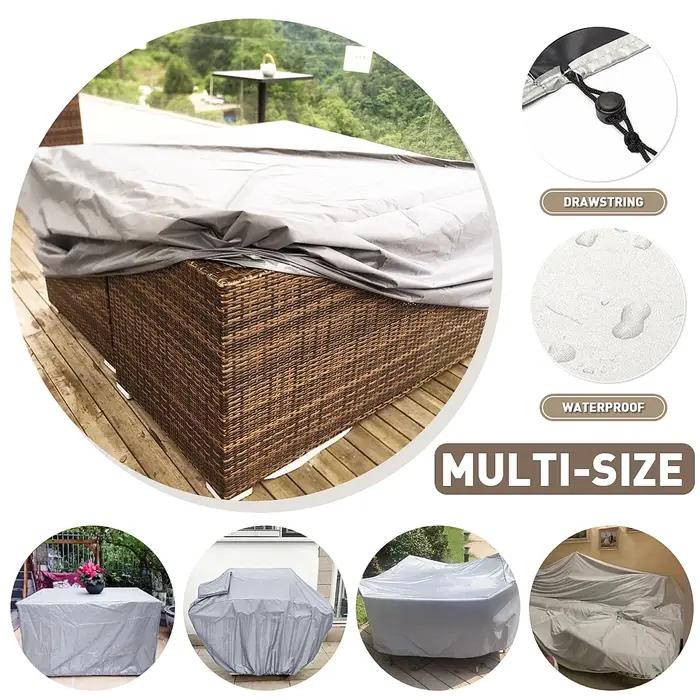 Housse de protection argentée pour patio de jardin, 68 tailles, housse anti-poussière pour meubles e