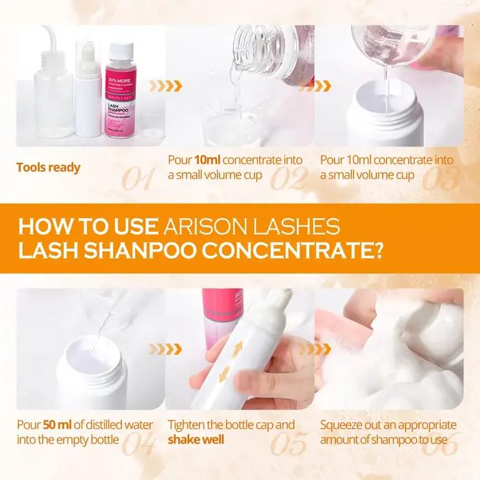 ARISON 100ml cils shampooing concentré sans Stimulation cils nettoyant bricolage professionnel Exten