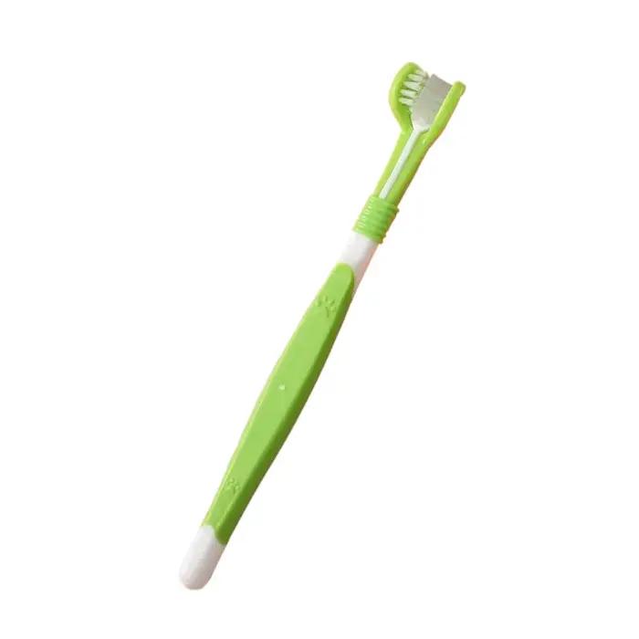 Brosse à dents 3 faces pour animaux de compagnie, brosse à dents en plastique pour chien, éliminatio