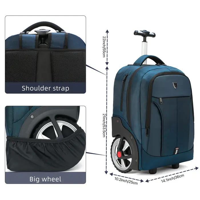 Sacs à dos de voyage à bagages roulants avec roues, sac à dos pour ordinateur portable d'affaires, b