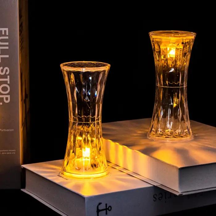 LED lampe de Table en cristal sans flamme batterie bougies atmosphère lumière veilleuses lampe décor