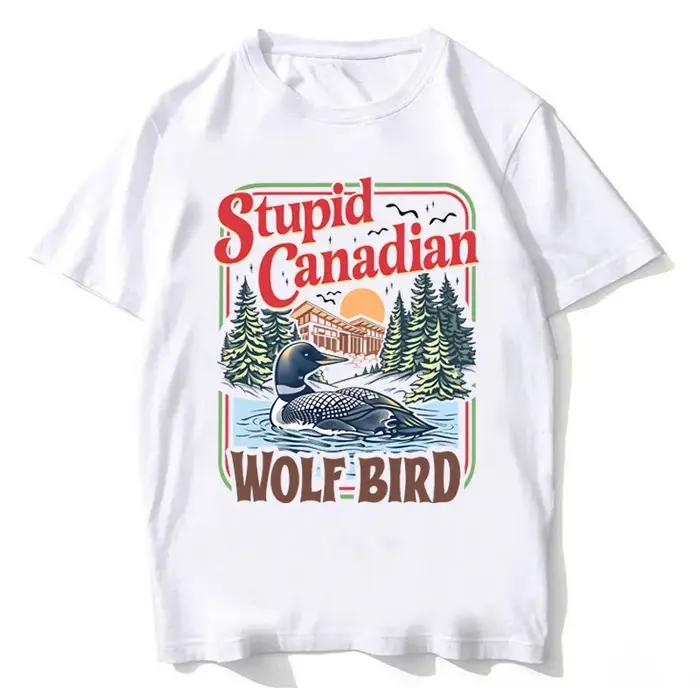 T-shirt en coton inspiré de la rivalité Stupid Canadian Wolf Bird Comfort Colors