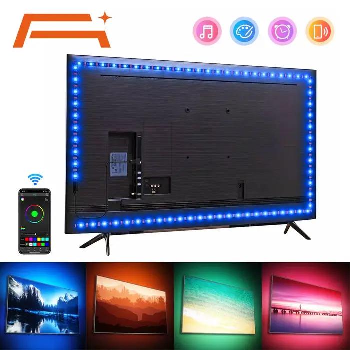 Ruban LED TV , SMD 5050 RGB Bandes Lumineuses USB avec Télécommande App Rétroéclairage TV Multicoule