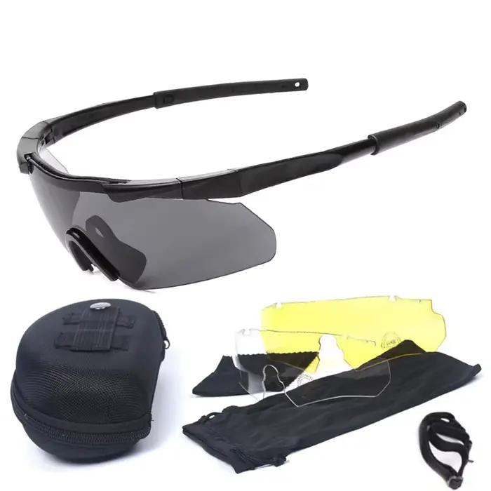 Lunettes tactiques militaires CS Airsoft lunettes de tir coupe-vent HD 3 lentilles Motocross moto al