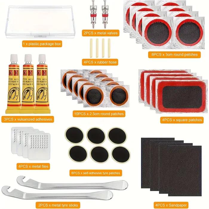 Kit de réparation de pneus de vélo – Outil essentiel pour cyclistes avec patchs
