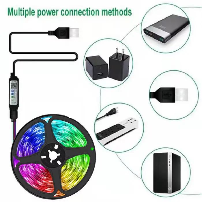 Bande lumineuse LED RVB pour la décoration de la pièce, lampe LED avec mode télécommande 24 prédire,