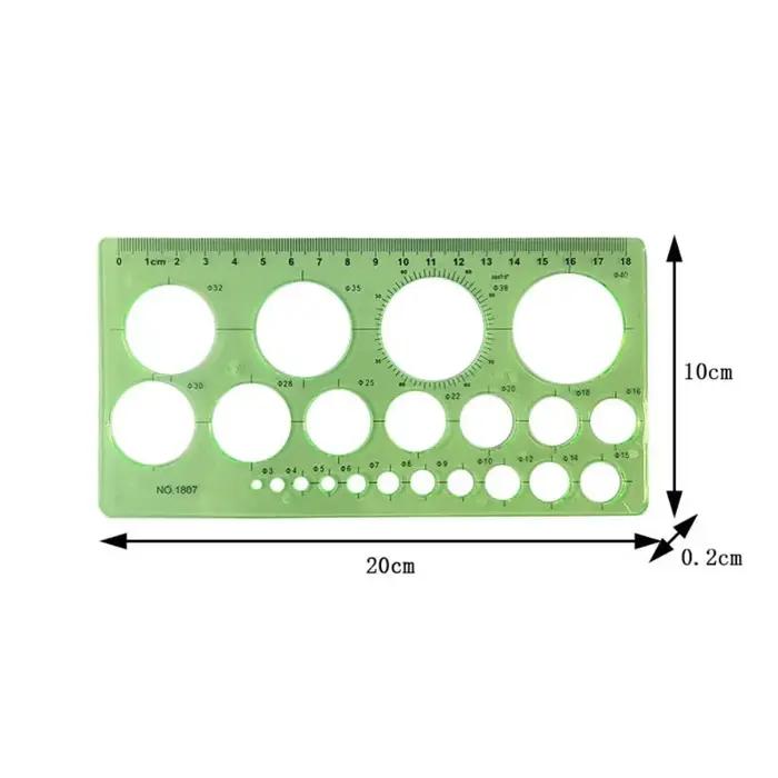 Règle de dessin technique en plastique pour étudiants et professionnels, modèle géométrique, outil de mesure pour cercles et ellipses, polyvalent et durable ```