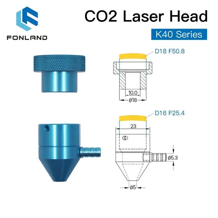 Tête Laser FONLAND CO2 pour Machine de découpe et gravure Laser série K40, diamètre de lentille 12/1