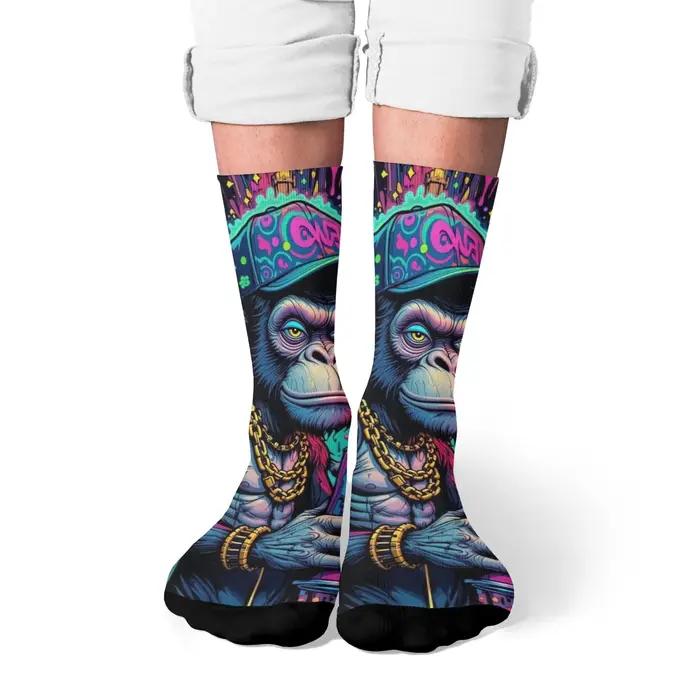 Chaussettes fun singe hip hop pour chasseurs - Style Harajuku original cadeau fête confortable