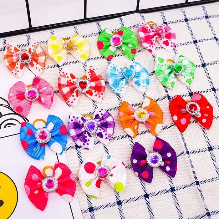 Accessoires de toilettage pour animaux de compagnie, nœud fait main avec élastique, nœuds pour chiot