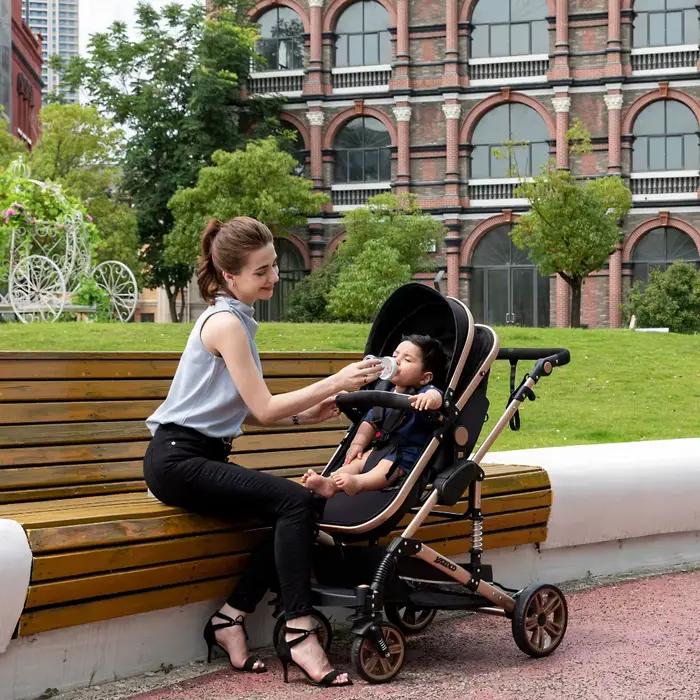 Poussette multifonctionnelle 3 en 1, système de voyage combiné, poussette compacte pour nouveau-nés
