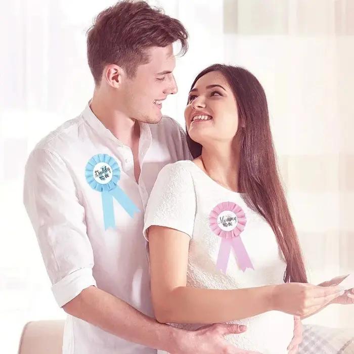 Badge épaule futur parents révélation genre - Écharpe DIY fête baby shower cadeau décoration