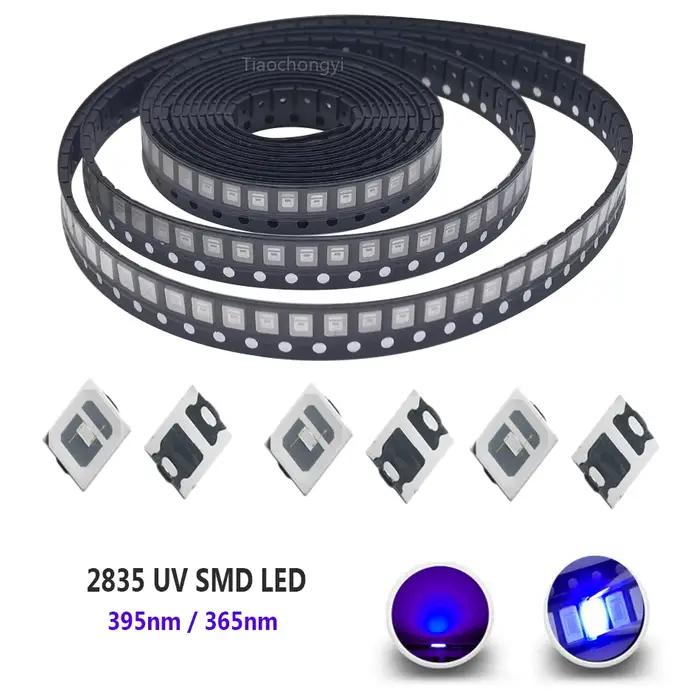 2835 3528 SMD UV violet puce de lumière lampes ltraviolet 0.5W 0.2W 395nm 365nm LED Diode électrolum