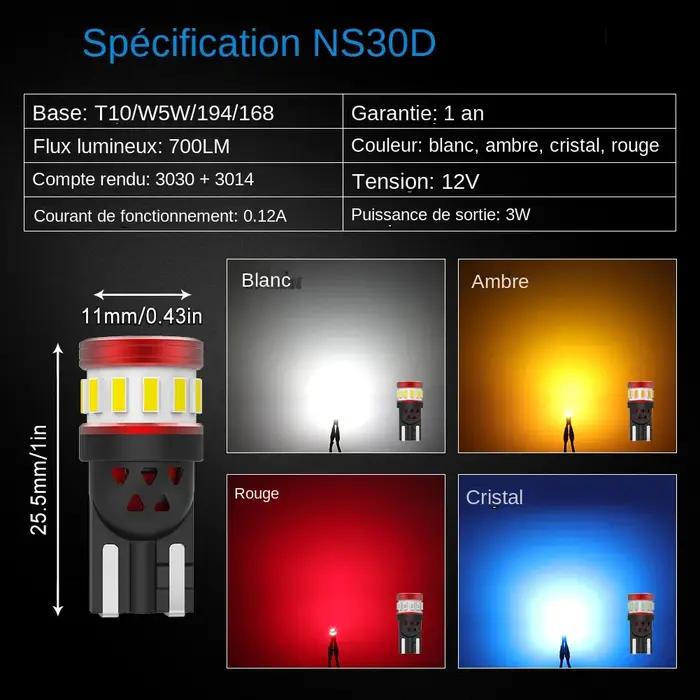 NAO W5W T10 LED lumières 5W5 Ultra lumineux Anti-erreur CANBUS Auto lampe 12V puce voiture intérieur plaques d'immatricu