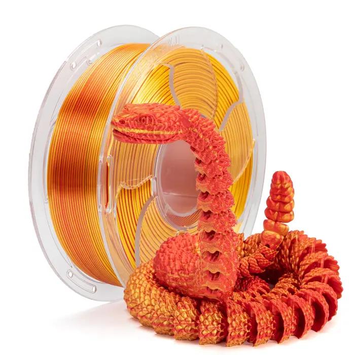 Filament d'impression 3D en PLA métallique coloré et scintillant pour modèles et accessoires finition métallique brillante multicolore occassions spéciales装饰去除后的内容如下: 将您的3D创作变成真正的艺术品 欢迎体验我们的PLA金属色打印线材,色彩鲜艳且闪耀。想象一下,您的模型和配件将变得光彩夺目、独一无二。具有金属光泽的多色表面处理,让您的创作在任何展览上都能成为焦点。无论您是才华横溢的设计师还是热衷于创造的爱好者,这种线材都是为您准备