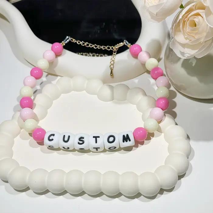Collier pour animaux de compagnie perlé personnalisé-collier avec nom personnalisé pour chiens et chats garçons et filles longueur réglable Chihuahua bouledogue Corgi