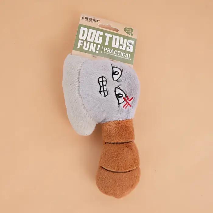 Jouet en peluche pour chien Funny Face, jouet interactif couineur pour chiot, jouets à mâcher doux e