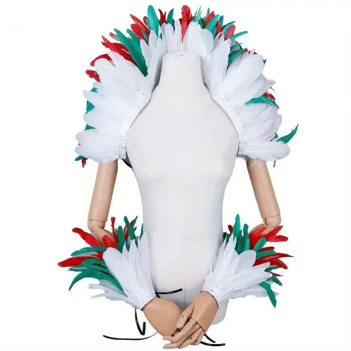 Châle élégant en plumes rouges pour femmes