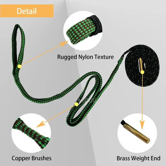 MIDUG 12 GA Kit de nettoyage de pistolet alésage de fusil propre serpent baril alésage brosse corde