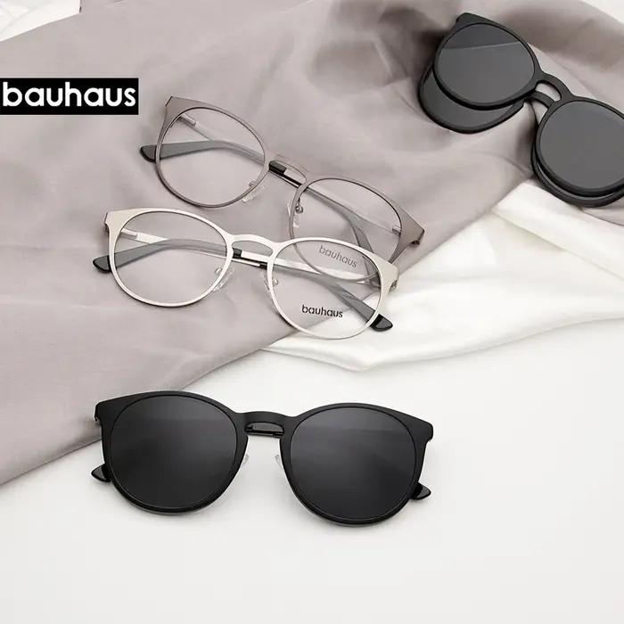 X106 bauhaus lunettes à monture magnétique en métal pour homme ou femme