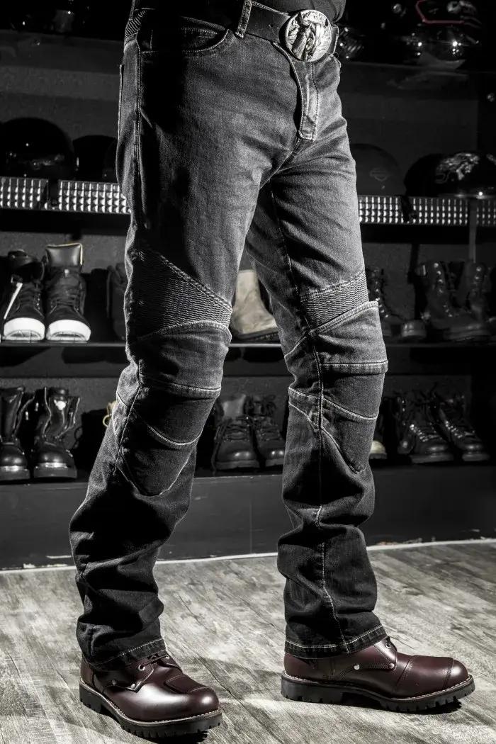 Pantalon de moto tout-terrain avec protections genou et hanches pour hommes couleurs bleu noir grandes tailles pour motards et randonneurs