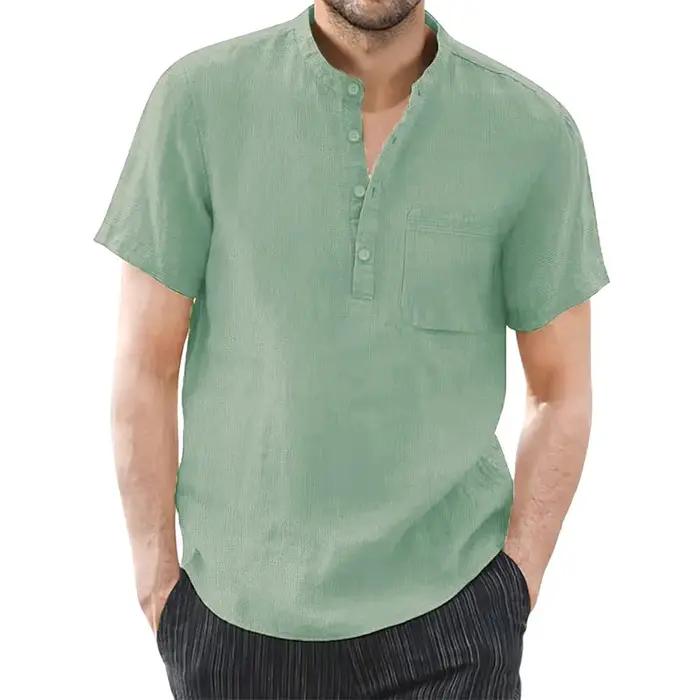 T-shirt en coton et lin pour homme décontracté et confortable haute street pour été occasions quotidiennes