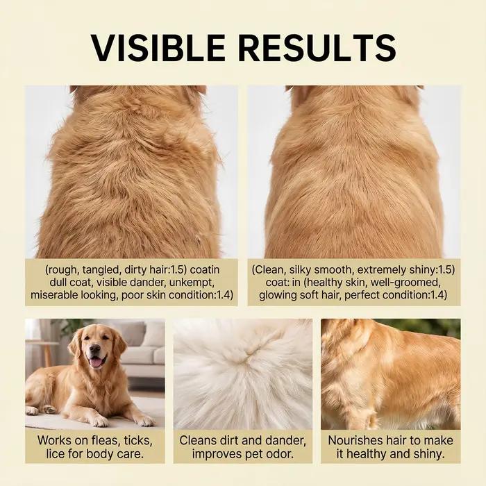 Pet Flea Tick Lice Removal Shampoo Deep Cleansing Dander Removing Deodorizing Anti-Itch Anti-Parasite Dog Cat Bath