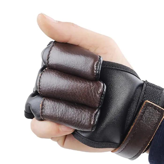 Gant de protection archerie 3 doigts coupés - Cuir PU antidérapant, enfilage rapide pour chasse