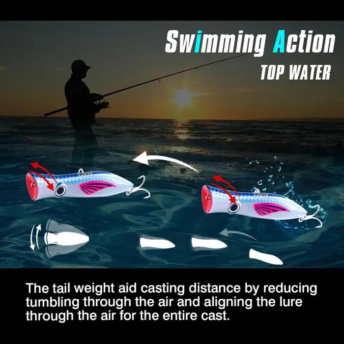 FJORD Popper leurre de pêche 49g Topwater Surface flottante appât avec triple crochets grande bouche eau salée mer