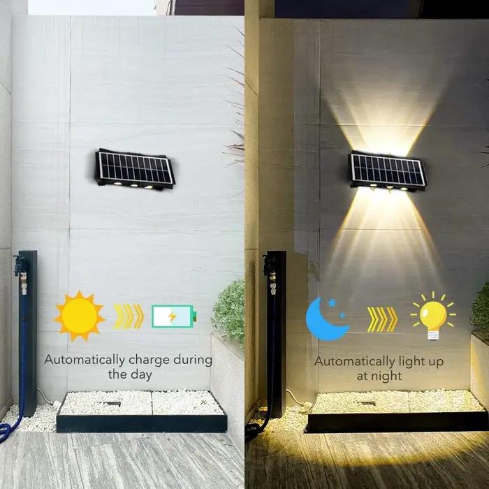 Applique solaire extérieure lumière chaude étanche haut et bas éclairage lumineux balcon cour jardin