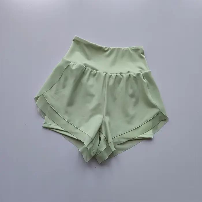 Short de sport taille haute pour femme, maille respirante, double couche, séchage rapide, gym, fitne