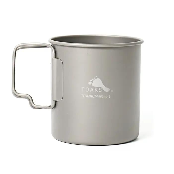 TOAKS-Tasse en Titane Version Ultralégère avec Poignée Pliable, Équipement de Camping en Plein Air,