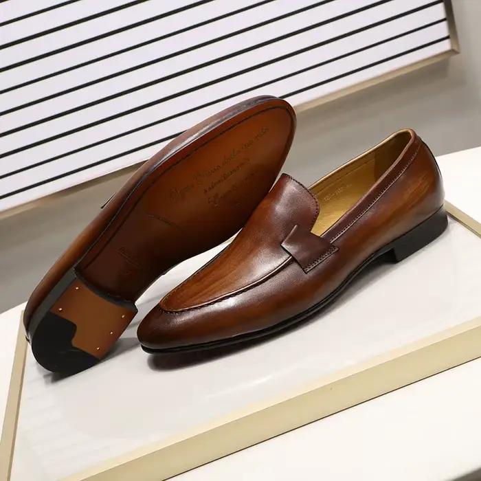 Mocassins pour hommes, Style automne et été, pour fête de mariage, danse, noir, marron, cuir véritab