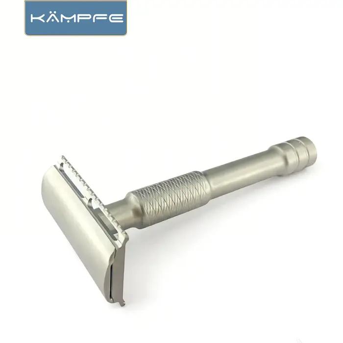 Rasoir de sécurité manuel vintage KAMPFE, à peigne fermé, en acier inoxydable, usiné CNC, pour homme