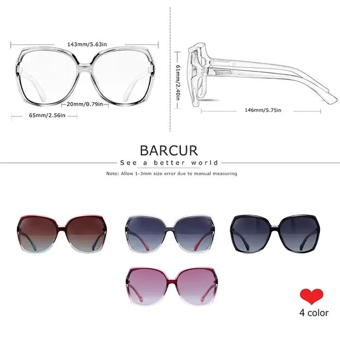 BARCUR marque surdimensionné TR90 lunettes de soleil femmes lunettes de soleil polarisées dames nuan