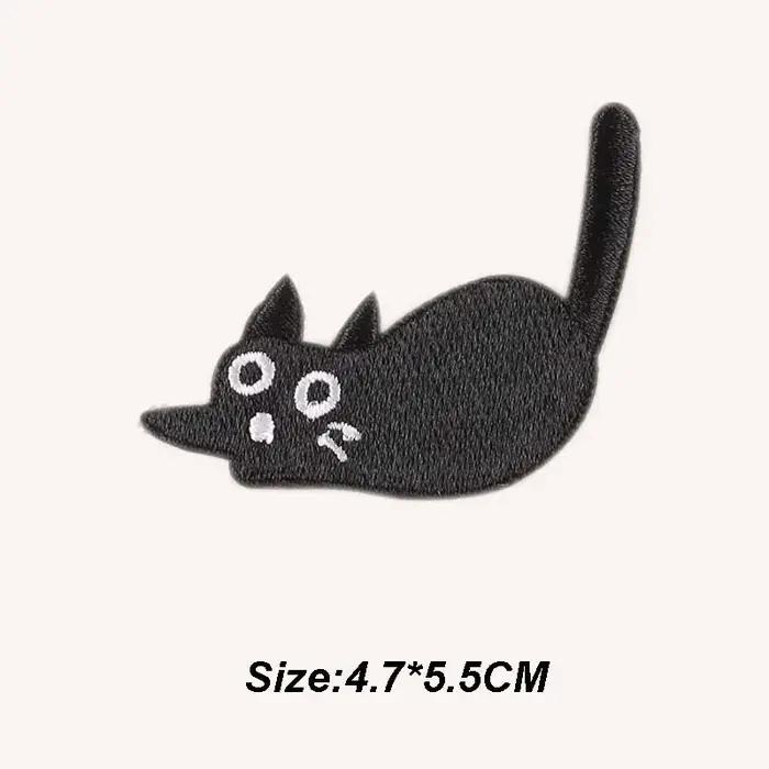 Autocollant de dessin animé chat noir sur vêtements