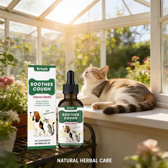 Liquide Nutritionnel Apaisant pour la Gorge aux Herbes pour Animaux de Compagnie – Soutien Respiratoire et Digestif – Compléments pour Chiens