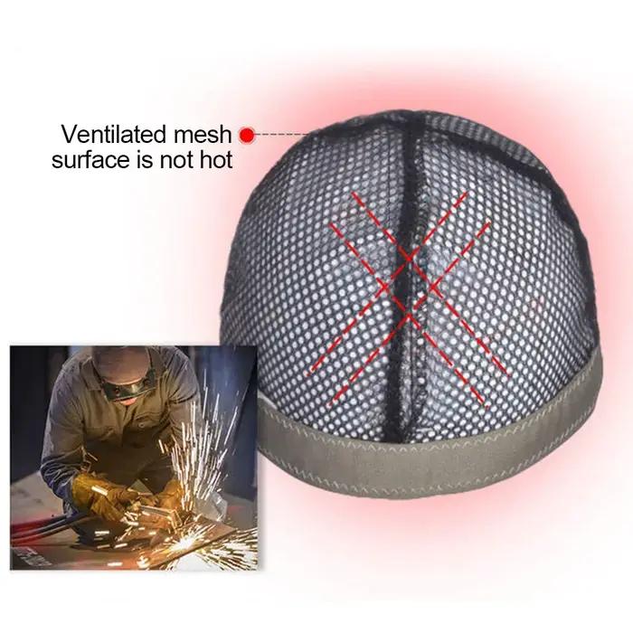 Casquette de protection de travail de soudeur anti-brûlure en coton avec bande élastique et tampon éponge pour une utilisation en soudeur, meulage, décoration et coupe