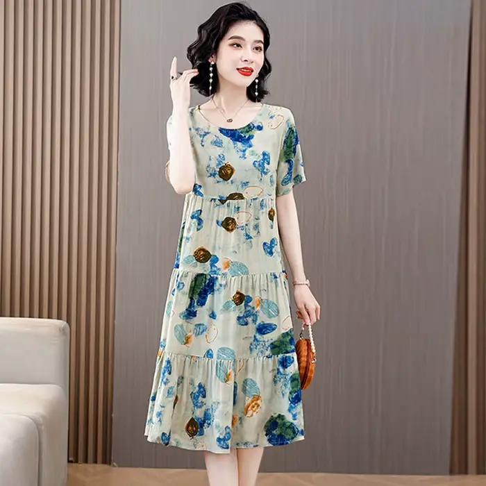 Robe de nuit en coton rayonne ample florale pour femmes, chemises de nuit de nuit, vêtements de nuit, 5XL, pour les nuits chaudes d'été, occasions spéciales