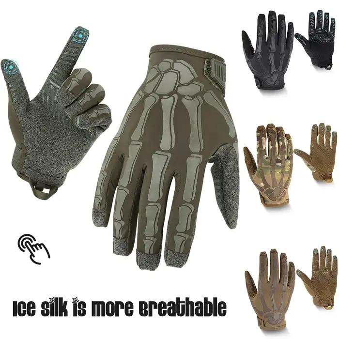 Gants tactiques d'extérieur en soie glacée à doigts complets pour la moto, compatibles écran tactile