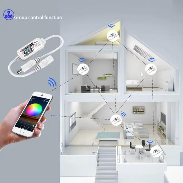 Contrôleur LED de bande de lumière WiFi Magic Home 12V 24V avec contrôle par application et voix pou